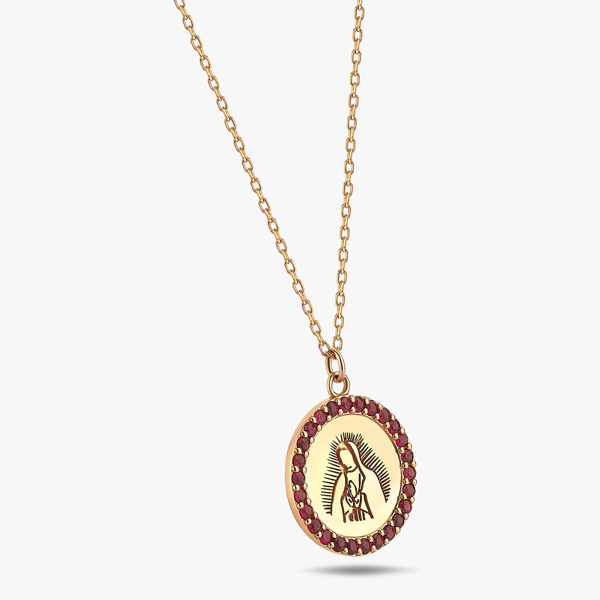 Divine Grace 18 Ayar Altın Yakut Detaylı Kolye