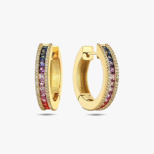 Spectrum Glow 18 Ayar Altın Safir ve Pırlanta Halka Küpe