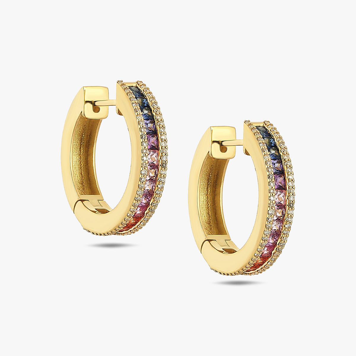 Spectrum Glow 18 Ayar Altın Safir ve Pırlanta Halka Küpe