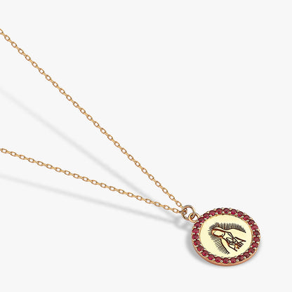 Divine Grace 18 Ayar Altın Yakut Detaylı Kolye