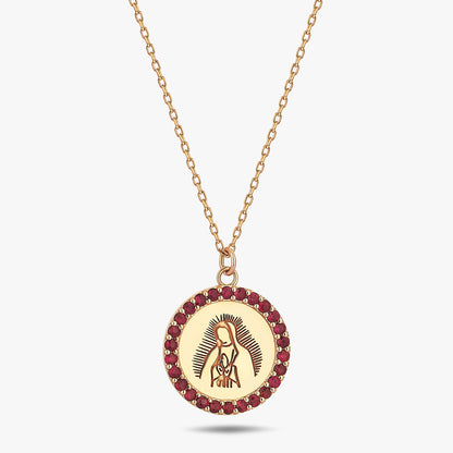 Divine Grace 18 Ayar Altın Yakut Detaylı Kolye