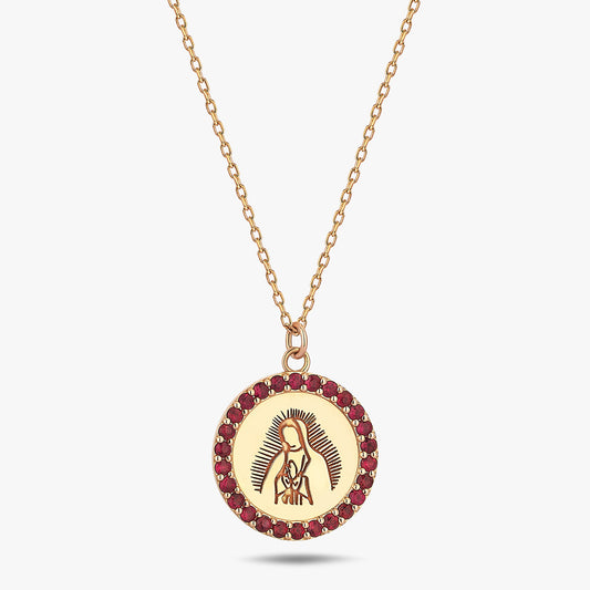 Divine Grace 18 Ayar Altın Yakut Detaylı Kolye