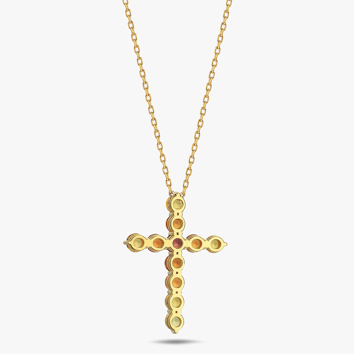 Radiant Cross 18 Ayar Altın Orange Safir Kolye