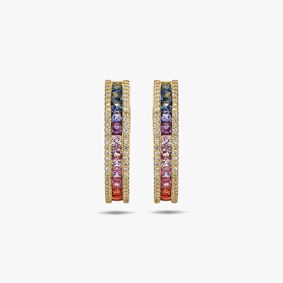 Spectrum Glow 18 Ayar Altın Safir ve Pırlanta Halka Küpe