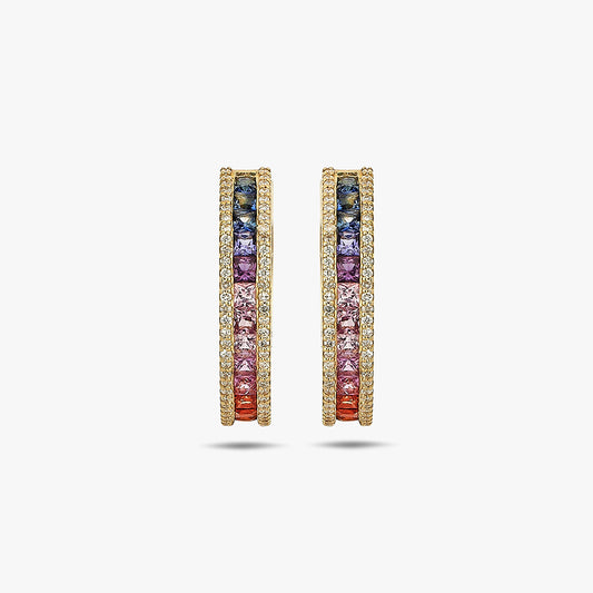 Spectrum Glow 18 Ayar Altın Safir ve Pırlanta Halka Küpe